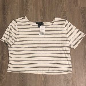 Cream/Black Stripped Knit Crop Top